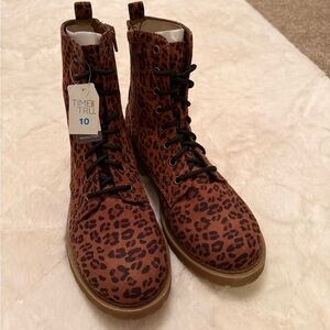 Time and Tru Animal Print Lace-Up Boots